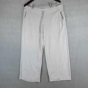 Athleta SeaSoft Pants Beige Drawstring Wide Leg Cropped